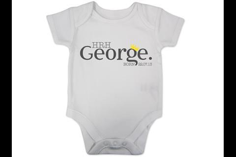 Asda's babygrows commemorate Prince George's arrival on Monday